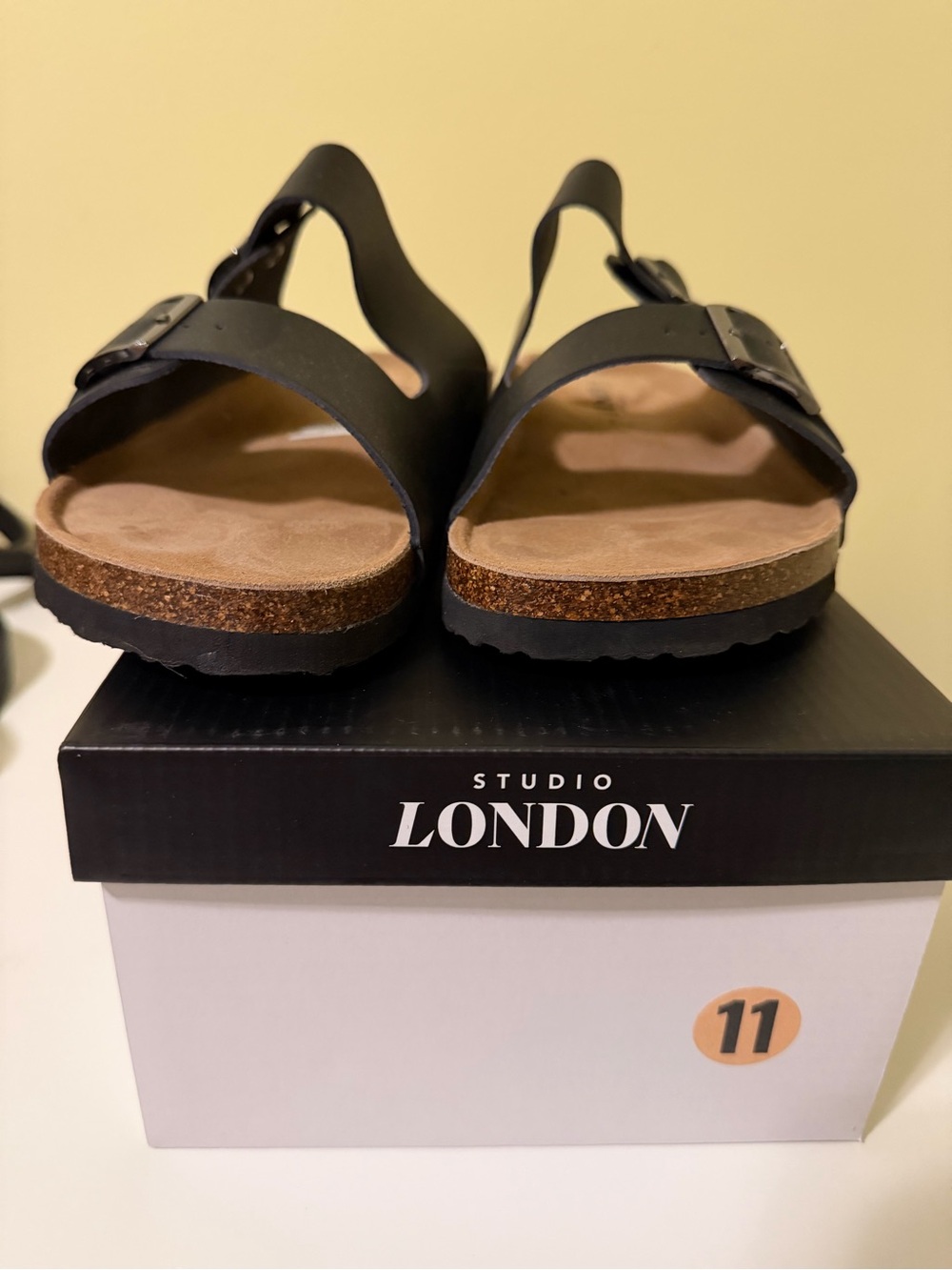 Studio London Black Cork-Trim Women's Sandals